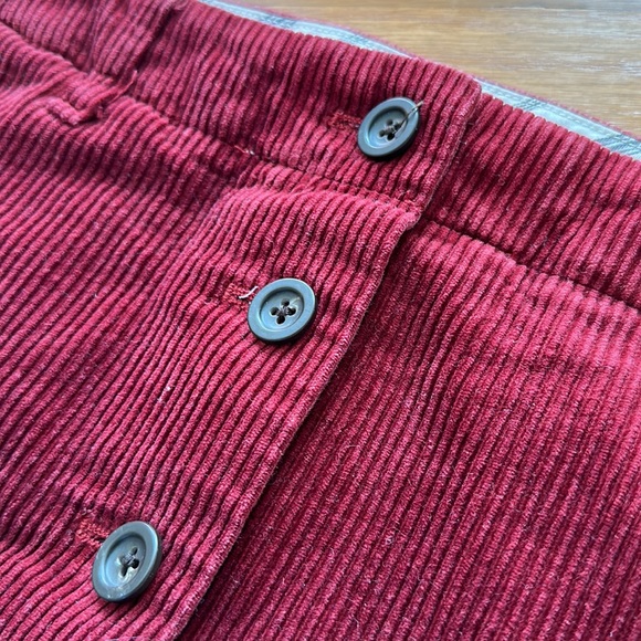 Uniqlo Ines De La Fressange Maroon Corduroy Front-Buttoned Skirt - Picture 2 of 8